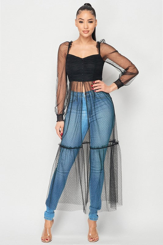 Sexy Mesh Polka Dot Festival Top